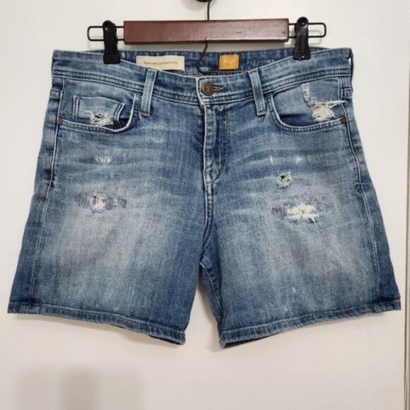Anthropologie Picro And The Letter Press Jean Shorts Women's 28 Blue Distressed - Picture 3 of 14